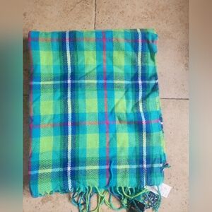 Hollister Blue and Green Plaid Scarf